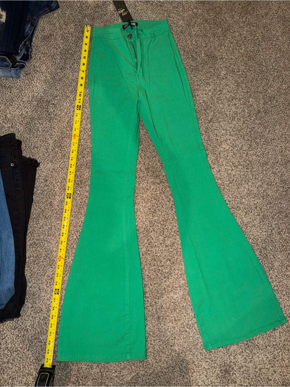 Bright Green High-Waist Pants with Button Fly